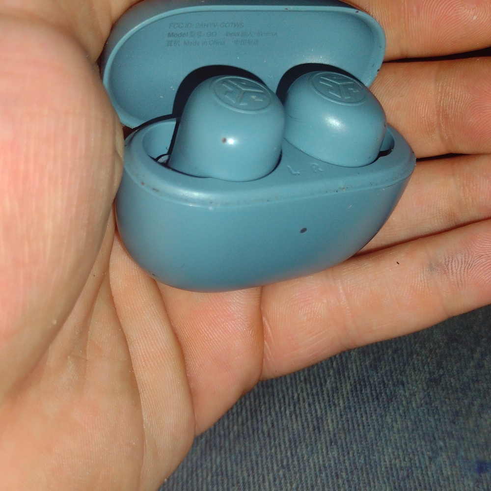 JLAB Blue Bluetooth Wireless Earbuds with Charging Case